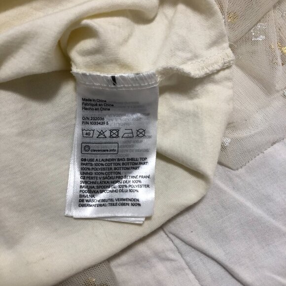 3/$25 ❥ H&M Tulle-skirt Jersey Short Sleeve Dress Cream White Print Cotton 18M - Picture 7 of 7